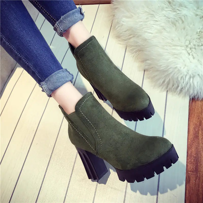 Waterproof Suede Short Boots