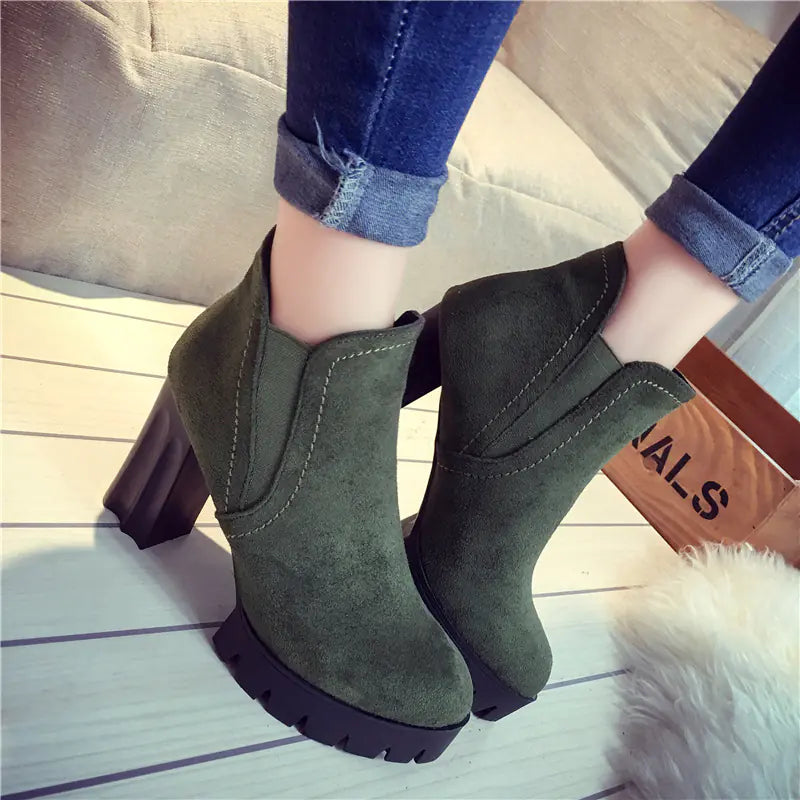 Waterproof Suede Short Boots
