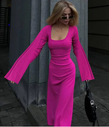 Long Bell Sleeve Dresses Women